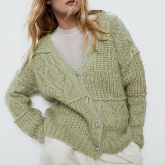 ✨ ZARA PATCHWORK KNIT CARDIGAN✨ - Picture 4 of 13